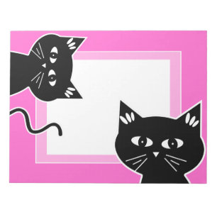 Funny Two Black Cats Hot Pink Notitieblok