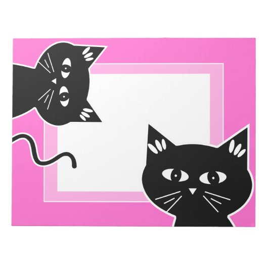 Funny Two Black Cats Hot Pink Notitieblok (Voorkant)