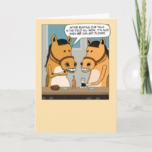 Funny Two Horses die geploegd worden Kaart (Voorkant)