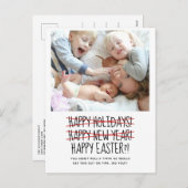 Funny Two Photo Late New Year Holiday Briefkaart (Voorkant / Achterkant)