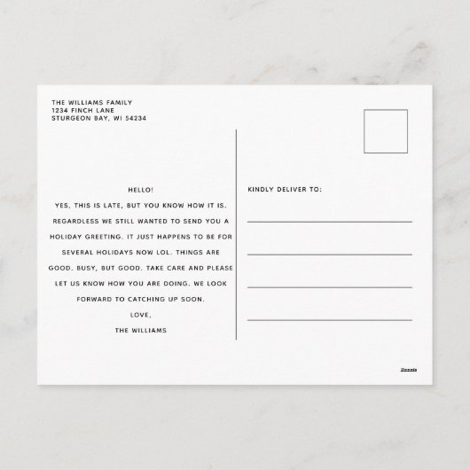 Funny Two Photo Late New Year Holiday Briefkaart (Achterkant)