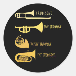 Funny Types van Trombone Player Marching Jazz Band Ronde Sticker