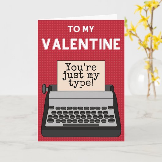 Funny Typewriter Valentijn Card Kaart (Gele Bloem)