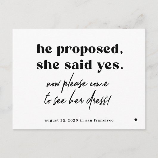 Funny typografie citaat bruiloft behalve datum aankondigingskaart (Voorkant)