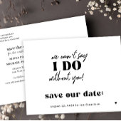 Funny typografie citaat bruiloft behalve datum aankondigingskaart