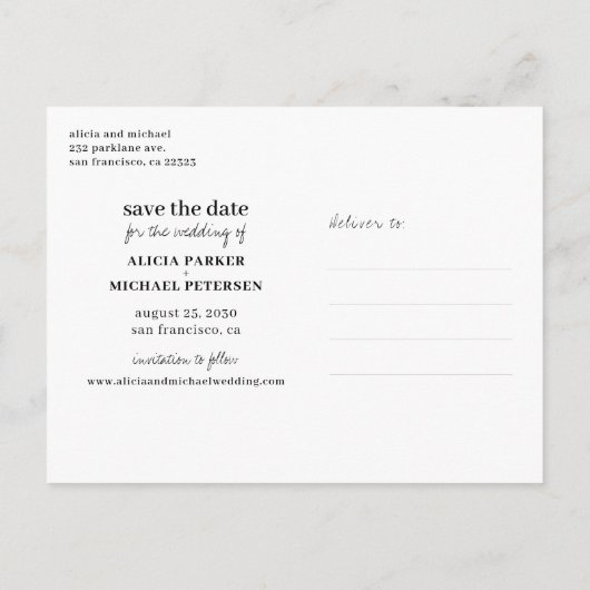 Funny typografie grote feest bruiloft redt datum aankondigingskaart (Achterkant)