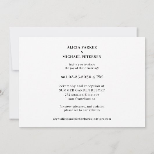 Funny typografie zwart-witte casual bruiloft kaart (Achterkant)