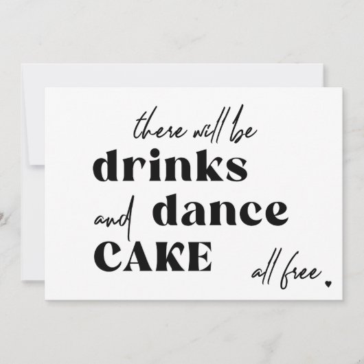 Funny typografie zwarte en witte bruiloft kaart (Voorkant)