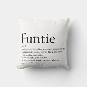  Funny Typographic Funtie tante Auntie Definition Kussen