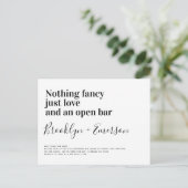 Funny Typography Black White Wedding Briefkaart (Staand voorkant)