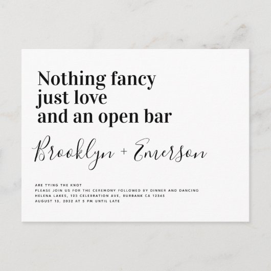 Funny Typography Black White Wedding Briefkaart (Voorkant)