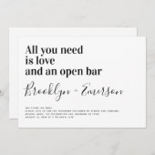 Funny Typography Black White Wedding Invitation Kaart (Voorkant / Achterkant)