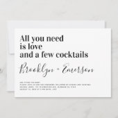 Funny Typography Black White Wedding Invitation Kaart (Voorkant)