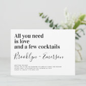 Funny Typography Black White Wedding Invitation Kaart (Staand voorkant)