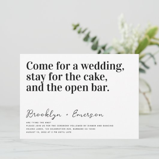 Funny Typography Black White Wedding Kaart (Staand voorkant)