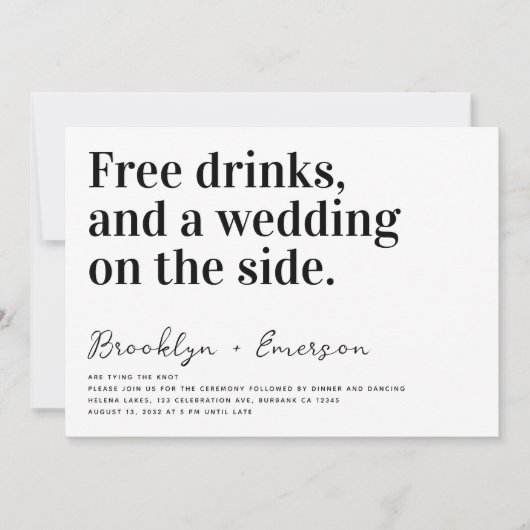 Funny Typography Black White Wedding Kaart (Voorkant)