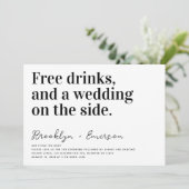 Funny Typography Black White Wedding Kaart (Staand voorkant)