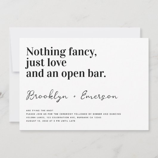 Funny Typography Black White Wedding Kaart (Voorkant)