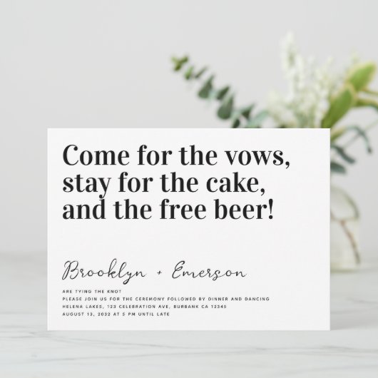 Funny Typography Black White Wedding Kaart (Staand voorkant)