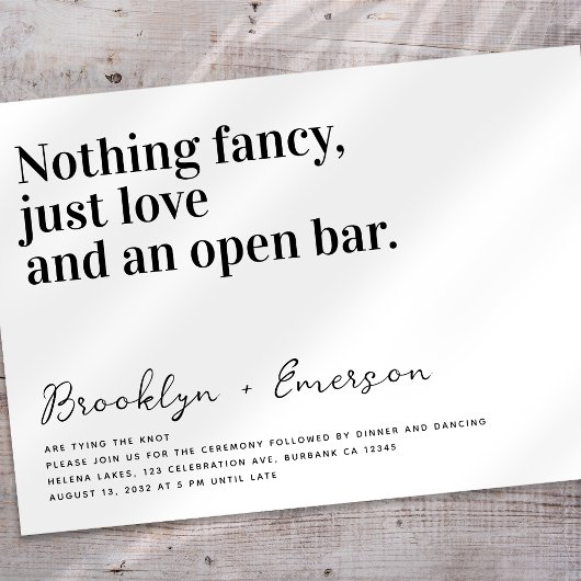 Funny Typography Black White Wedding Kaart