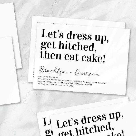 Funny Typography Black White Wedding Kaart