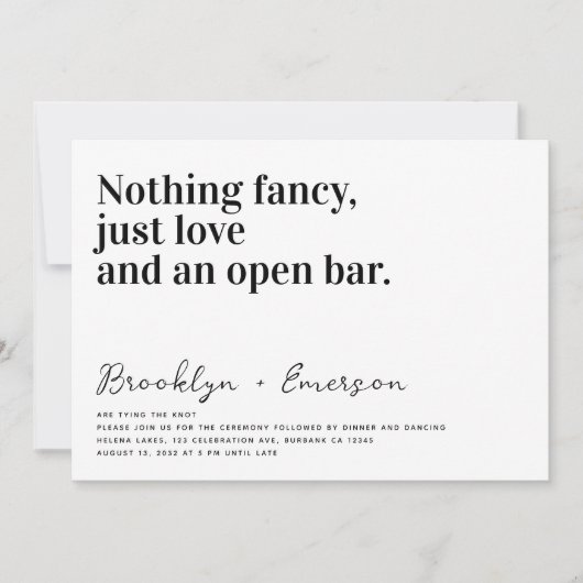 Funny Typography Black White Wedding Kaart (Voorkant)