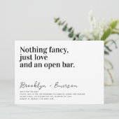 Funny Typography Black White Wedding Kaart (Staand voorkant)