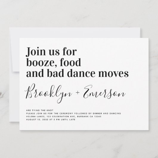 Funny Typography Black White Wedding Kaart (Voorkant)