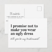 Funny Typography Bridesmaid Voorstel Aankondigingskaart (Voorkant / Achterkant)