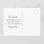 Funny Typography Bridesmaid Voorstel Aankondigingskaart (Achterkant)