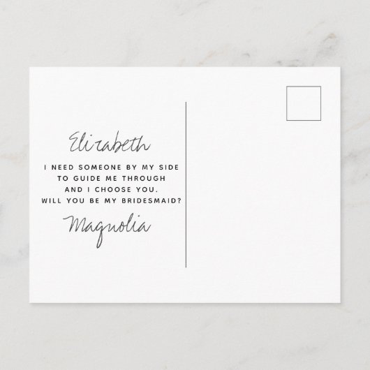 Funny Typography Bridesmaid Voorstel Aankondigingskaart (Achterkant)