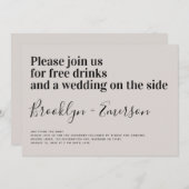 Funny Typography Ecru Wedding Kaart (Voorkant / Achterkant)