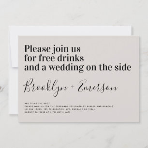 Funny Typography Ecru Wedding Kaart