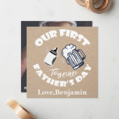 Funny Typography First Vaderdag Photo Card Notitiekaartje (Voorkant / Achterkant in situ)