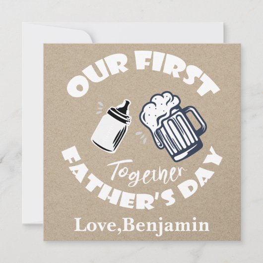Funny Typography First Vaderdag Photo Card Notitiekaartje (Voorkant)