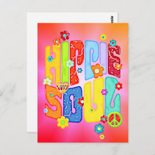 Funny Typography - HIPPIE SOUL 1 Briefkaart