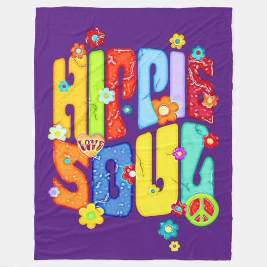 Funny Typography - HIPPIE SOUL 1 Fleece Deken (Voorkant)