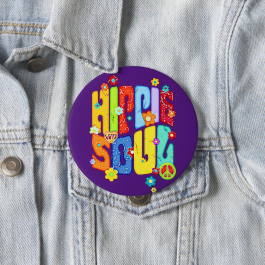 Funny Typography - HIPPIE SOUL 1 Ronde Button 4,0 Cm (In situ)