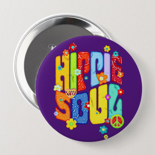 Funny Typography - HIPPIE SOUL 1 Ronde Button 4,0 Cm (Voorkant /achterkant)