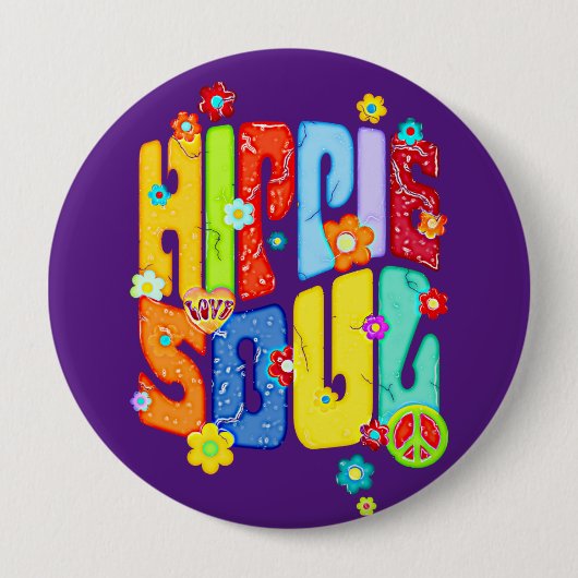 Funny Typography - HIPPIE SOUL 1 Ronde Button 4,0 Cm (Voorkant)