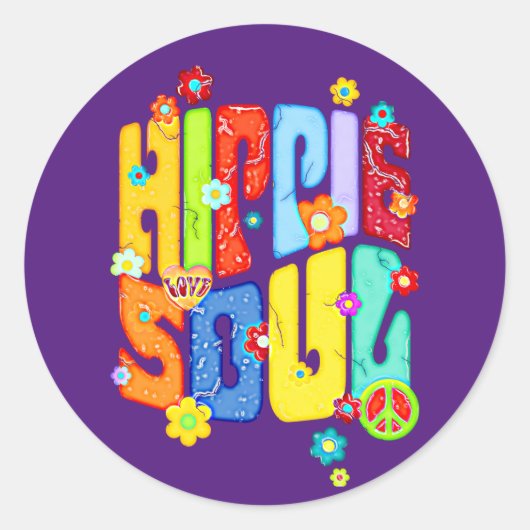 Funny Typography - HIPPIE SOUL 1 Ronde Sticker (Voorkant)