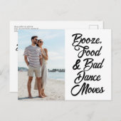 Funny Typography Photo Beach Wedding Save the Date Aankondigingskaart (Voorkant / Achterkant)