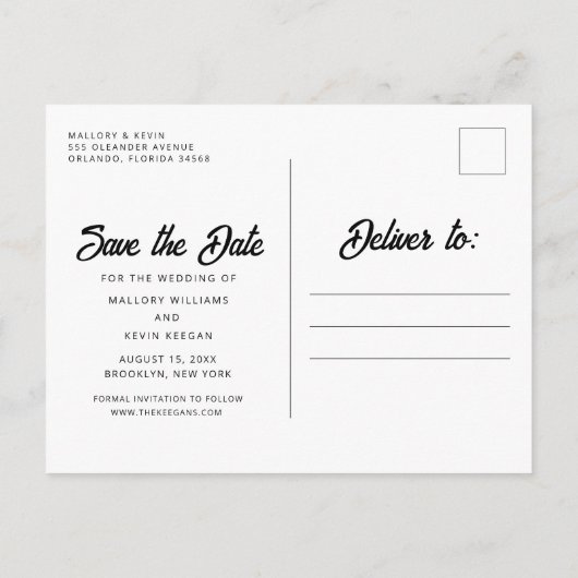 Funny Typography Photo Beach Wedding Save the Date Aankondigingskaart (Achterkant)