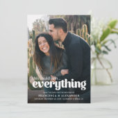 Funny Typography Photo Wedding Announement Save The Date (Staand voorkant)