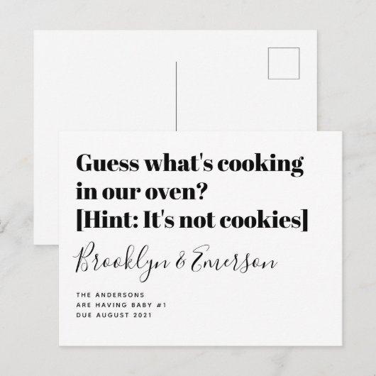 Funny Typography Pregnancy Announge Aankondigingskaart (Voorkant / Achterkant)