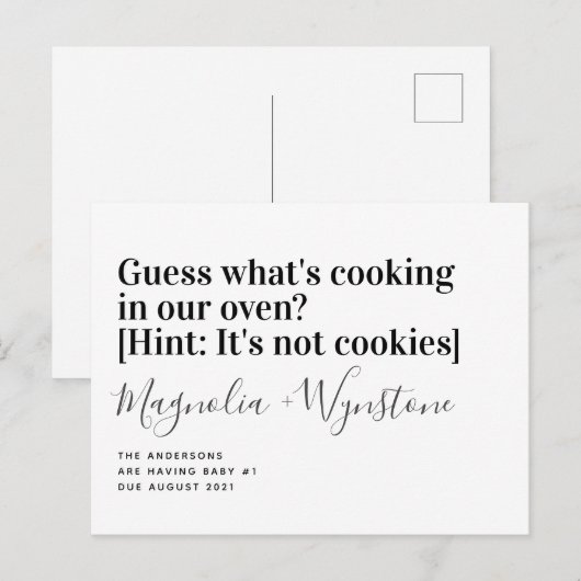 Funny Typography Pregnancy Announge Aankondigingskaart (Voorkant / Achterkant)