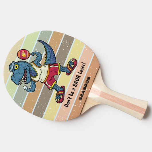 Funny Tyrannosaurus Rex Retro Saur Loser Custom Tafeltennisbatje (Zijkant)