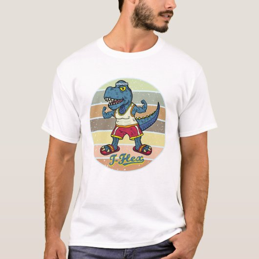Funny Tyrannosaurus Rex T-Flex Workout Retro Cool T-shirt (Voorkant)