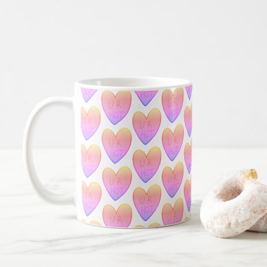 Funny U R Hot Snoep Hearts Coffee Mok (Met donut)