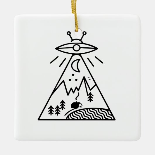 Funny Ufo, Area 51, vreemdelingenontvoering Keramisch Ornament (Voorkant)